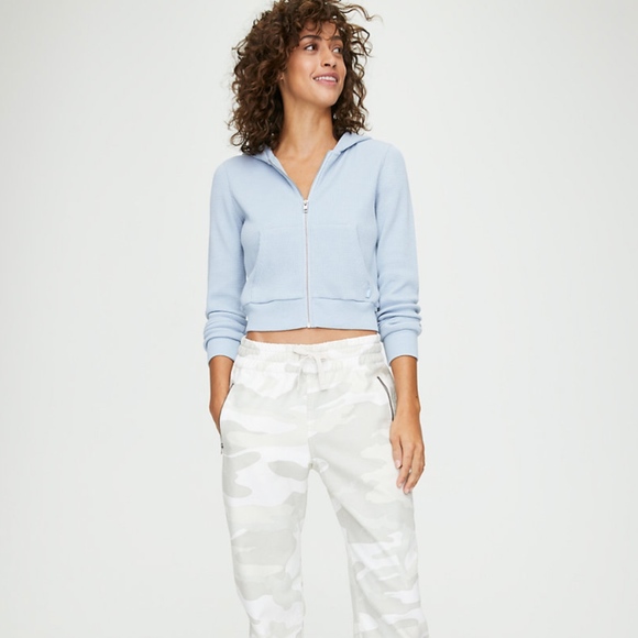 aritzia waffle zip up